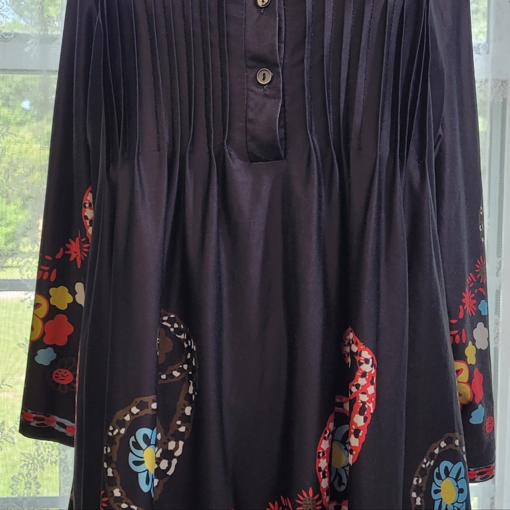 Tunic black with Bright Flowers xl - Picture 2 of 8